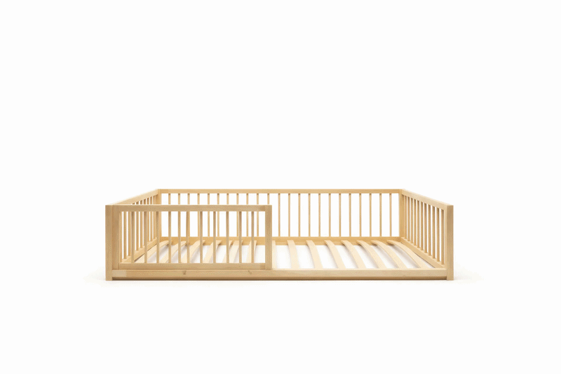 CozyNest Montessori Pine Floor Bed with Removable Rail & Slats Included