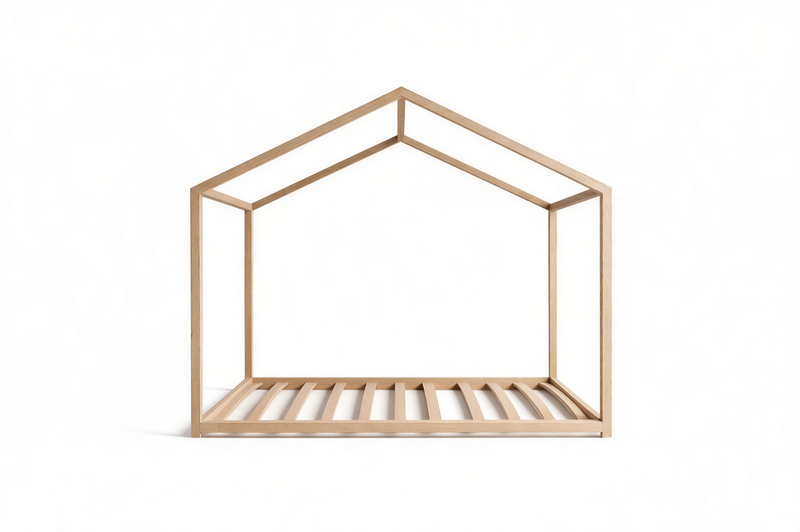 SandDream Montessori Pine House Bed with Slats Included