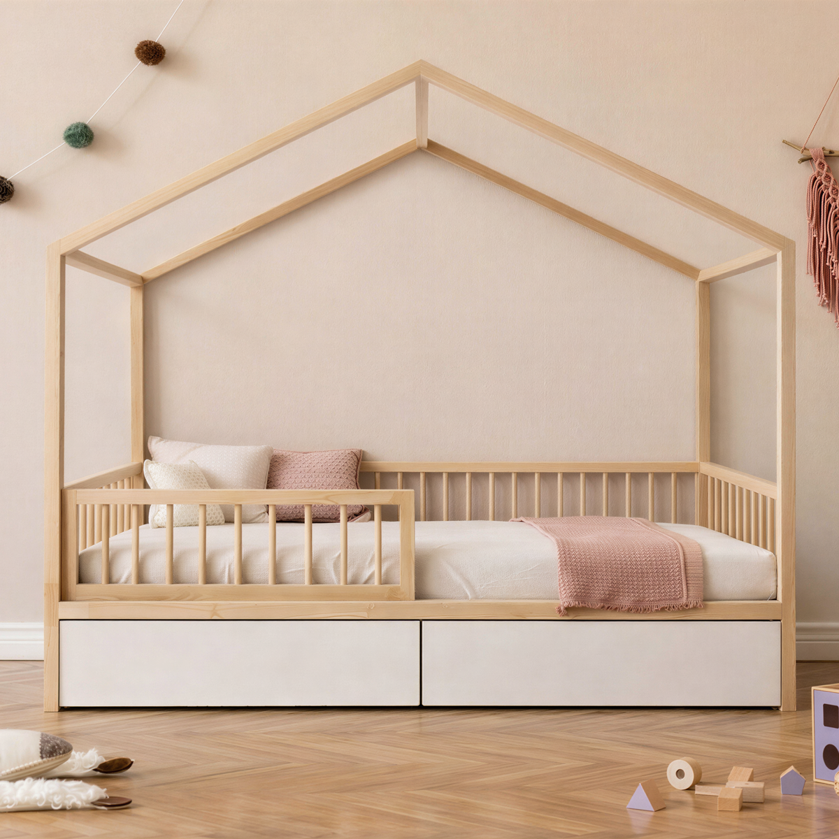StoreNest White Under-Bed Storage Drawers with Wheels & Required Support Legs