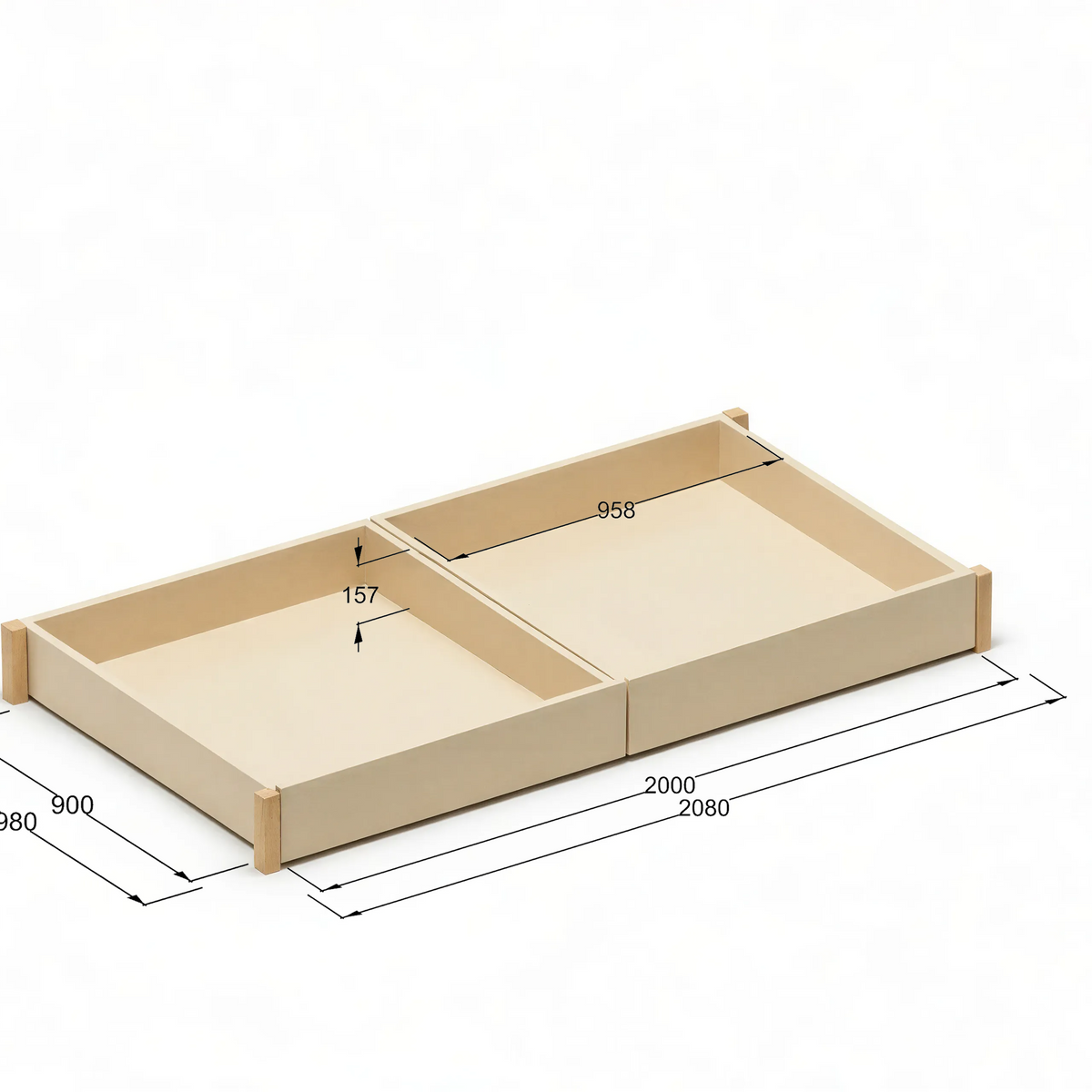 StoreNest Sand Under-Bed Storage Drawers with Wheels & Required Support Legs