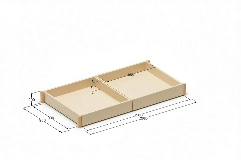 StoreNest Sand Under-Bed Storage Drawers with Wheels & Required Support Legs