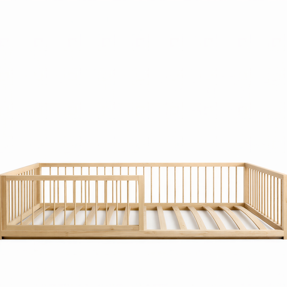 CozyNest Montessori Pine Floor Bed with Removable Rail & Slats Included
