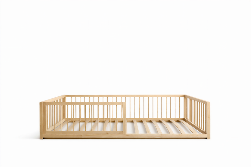CozyNest Montessori Pine Floor Bed with Removable Rail & Slats Included