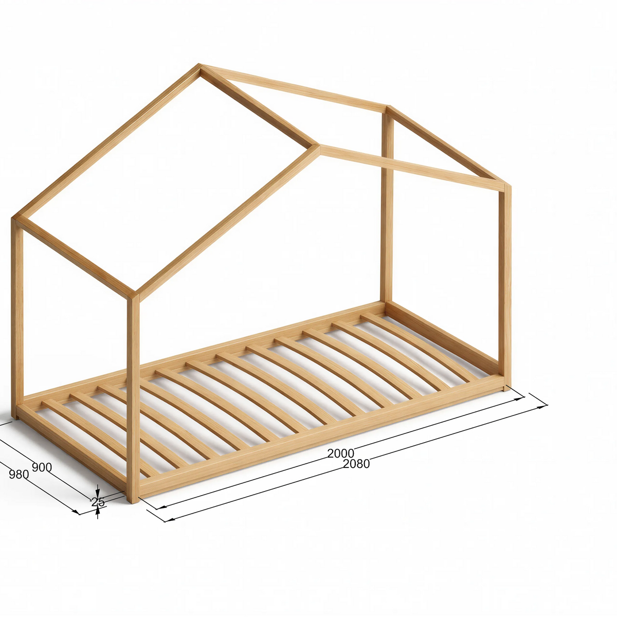 SandDream Montessori Pine House Bed with Slats Included