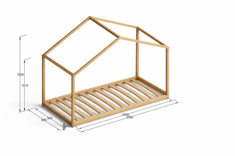 SandDream Montessori Pine House Bed with Slats Included