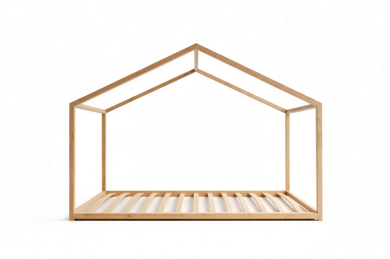 SandDream Montessori Pine House Bed with Slats Included