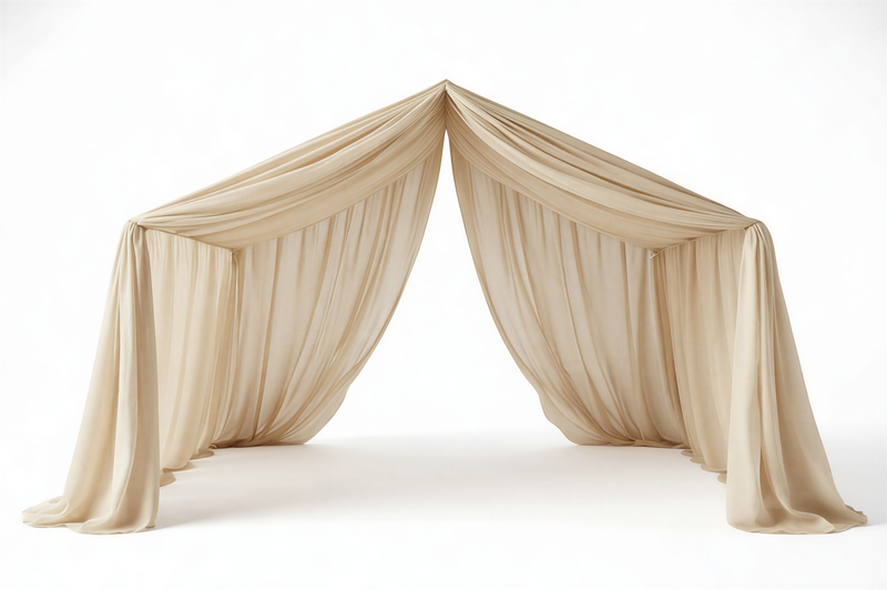 MeadowDream Canopy Curtains (Beige) – Linen, Muslin & Tulle Options for SandDream & LittleDream Beds