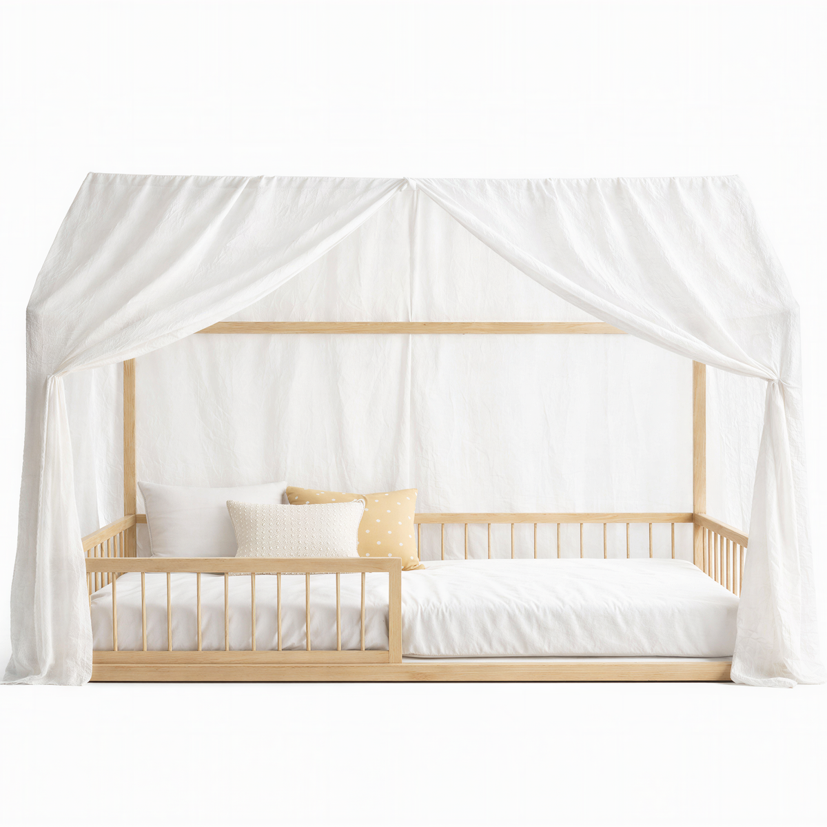 CloudBloom Canopy Curtains (Neutral) – Linen, Muslin & Tulle Options for RoseDream & PureNest Beds