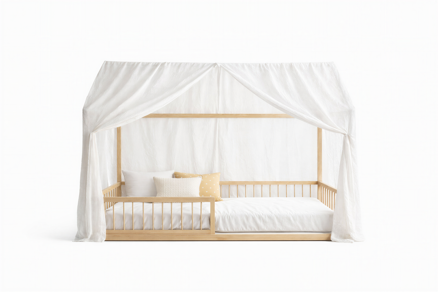 CloudBloom Canopy Curtains (Neutral) – Linen, Muslin & Tulle Options for RoseDream & PureNest Beds