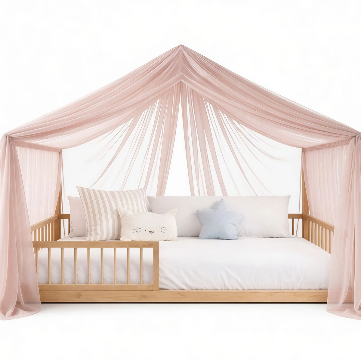 BlushDream Canopy Curtains (Rose) – Linen, Muslin & Tulle Options for SandDream & LittleDream Beds