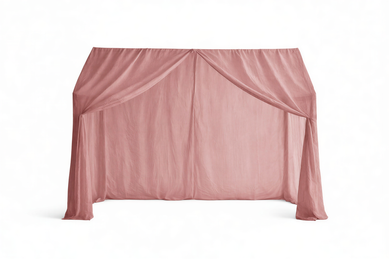 RoseBloom Canopy Curtains (Warm Rose) – Linen, Muslin & Tulle Options for RoseDream & PureNest Beds