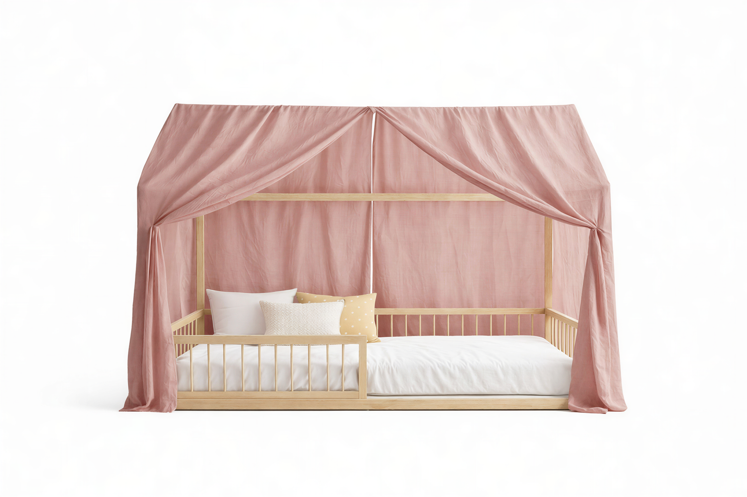 RoseBloom Canopy Curtains (Warm Rose) – Linen, Muslin & Tulle Options for RoseDream & PureNest Beds