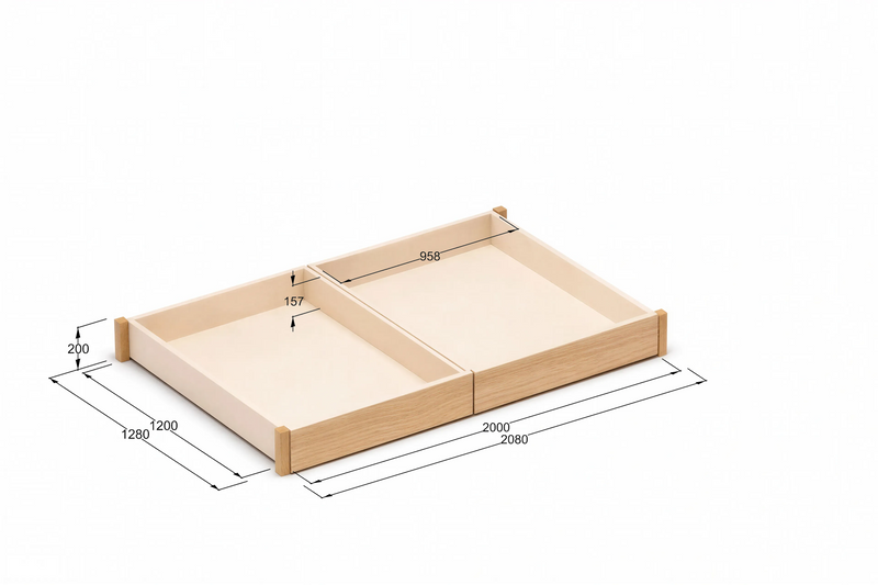 StoreNest Under-Bed Storage Drawers with Wheels & Required Support Legs – Pine Front Panels