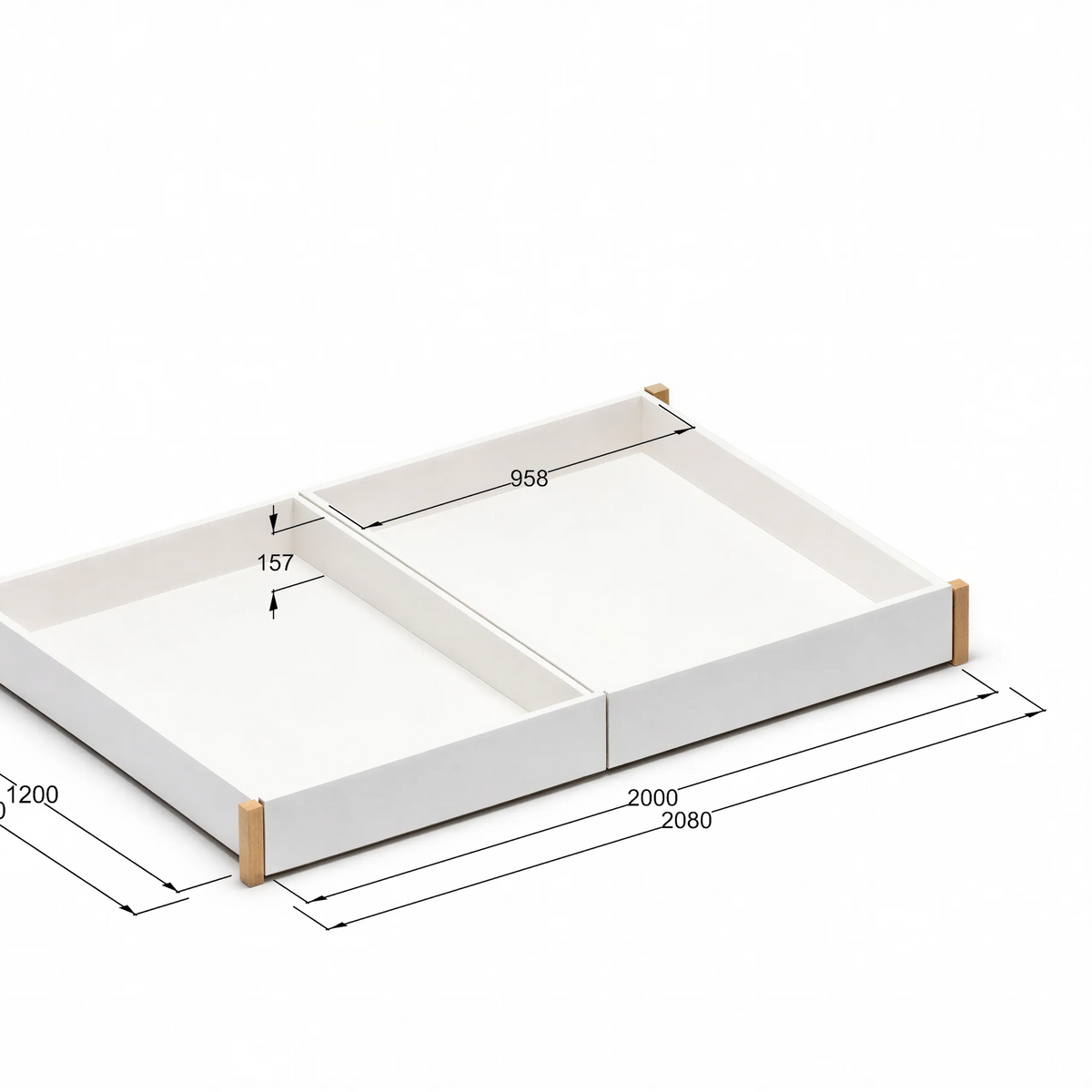 StoreNest White Under-Bed Storage Drawers with Wheels & Required Support Legs