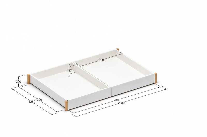 StoreNest White Under-Bed Storage Drawers with Wheels & Required Support Legs
