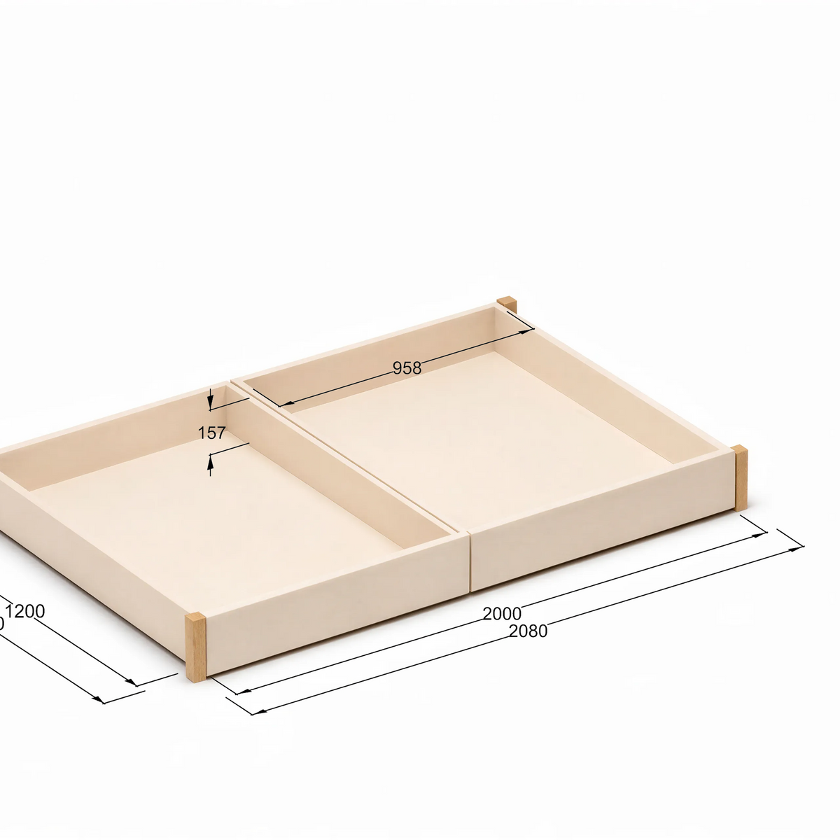 StoreNest Sand Under-Bed Storage Drawers with Wheels & Required Support Legs