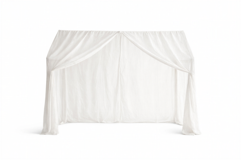 CloudBloom Canopy Curtains (Neutral) – Linen, Muslin & Tulle Options for RoseDream & PureNest Beds