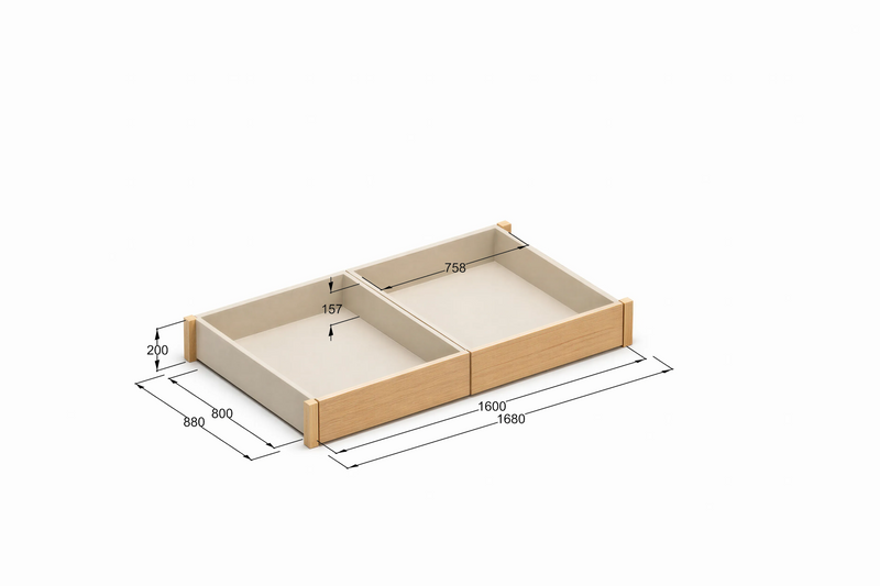 StoreNest Under-Bed Storage Drawers with Wheels & Required Support Legs – Pine Front Panels