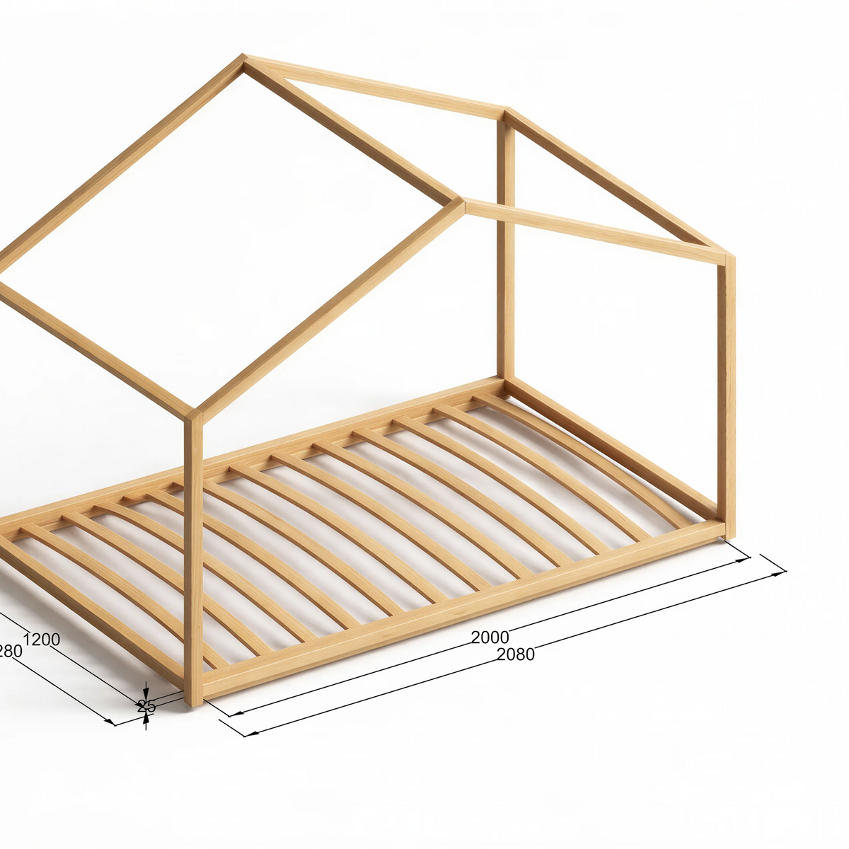 SandDream Montessori Pine House Bed with Slats Included