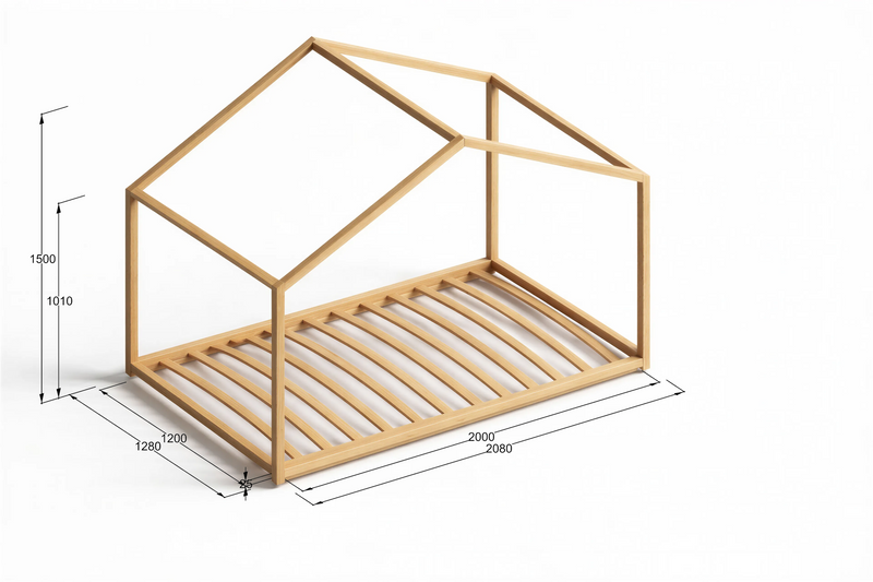 SandDream Montessori Pine House Bed with Slats Included