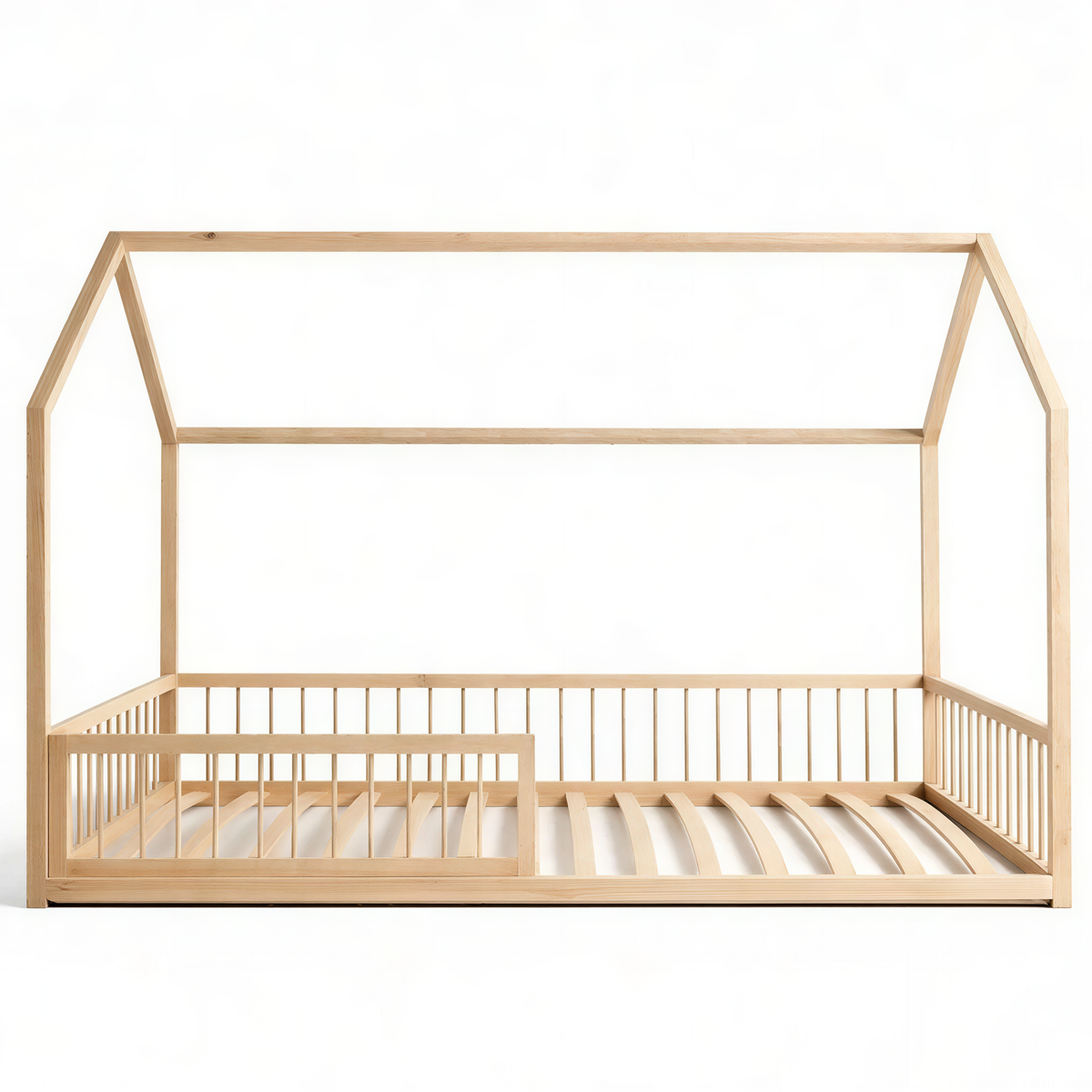 RoseDream Montessori Pine House Bed with Removable Safety Rail & Slats Included