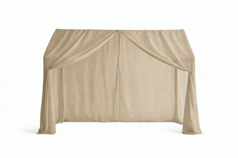MeadowBloom Canopy Curtains (Warm) – Linen, Muslin & Tulle Options for RoseDream & PureNest Beds
