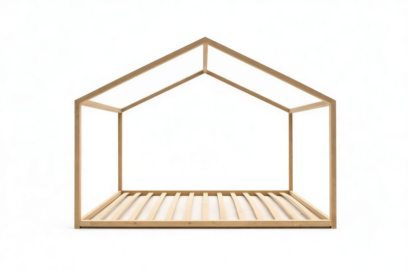SandDream Montessori Pine House Bed with Slats Included