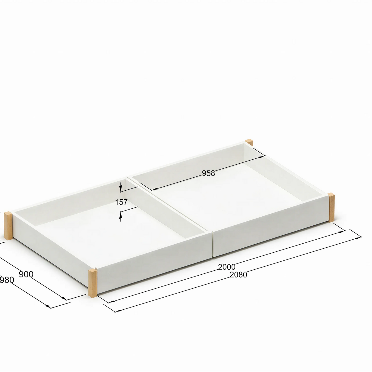 StoreNest White Under-Bed Storage Drawers with Wheels & Required Support Legs