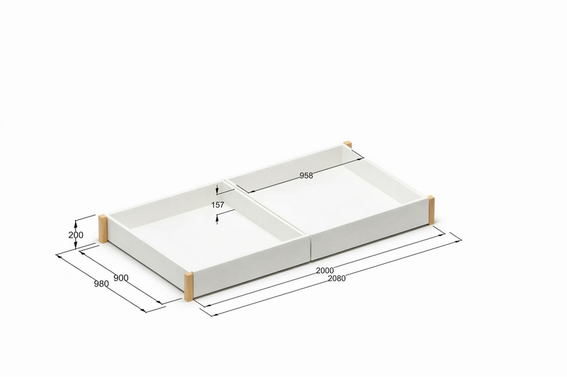 StoreNest White Under-Bed Storage Drawers with Wheels & Required Support Legs